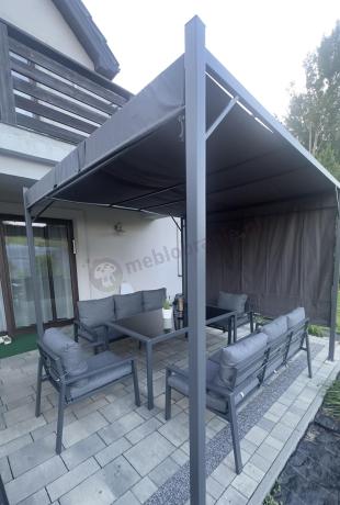 Metalowy zestaw mebli na taras dla 8 osób Sodor Grande - Dark Grey