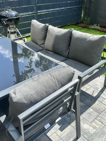 Metalowy zestaw mebli na taras dla 8 osób Sodor Grande - Dark Grey