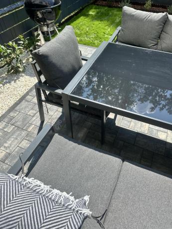 Metalowy zestaw mebli na taras dla 8 osób Sodor Grande - Dark Grey
