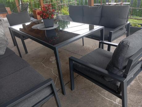 Metalowy zestaw mebli na taras dla 8 osób Sodor Grande - Dark Grey