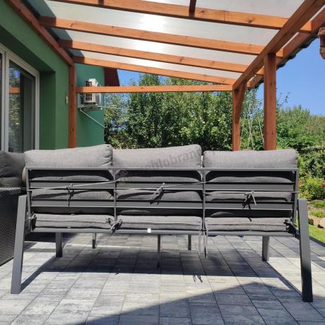 Metalowy zestaw mebli na taras dla 8 osób Sodor Grande - Dark Grey