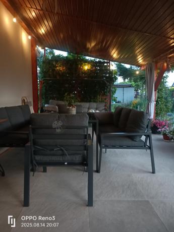 Metalowy zestaw mebli na taras dla 8 osób Sodor Grande - Dark Grey