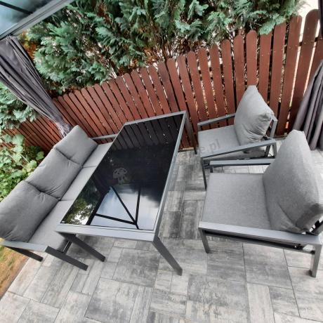 Metalowy zestaw mebli na taras dla 8 osób Sodor Grande - Dark Grey