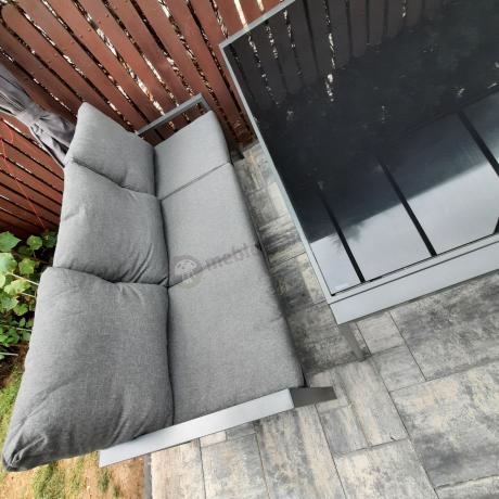 Metalowy zestaw mebli na taras dla 8 osób Sodor Grande - Dark Grey