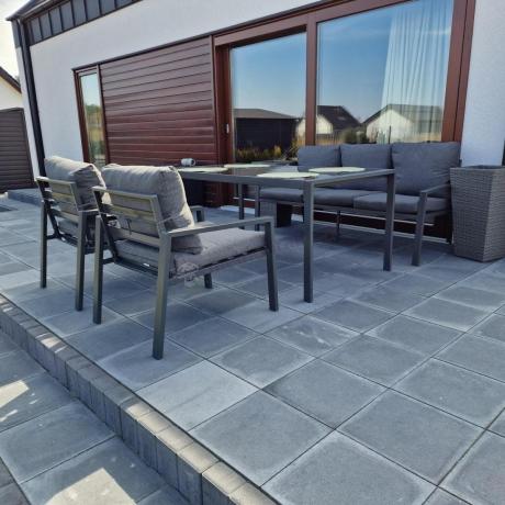 Metalowy zestaw mebli na taras dla 8 osób Sodor Grande - Dark Grey