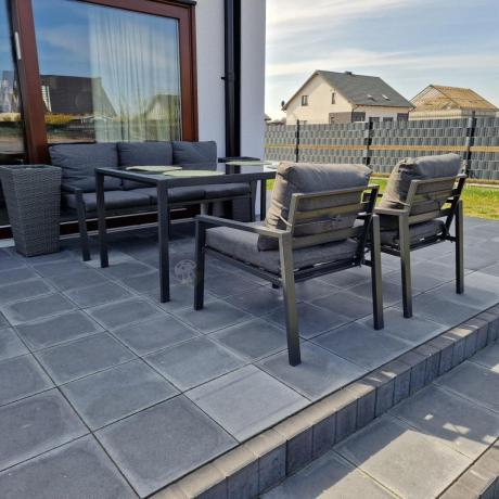 Metalowy zestaw mebli na taras dla 8 osób Sodor Grande - Dark Grey