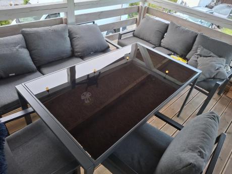 Metalowy zestaw mebli na taras dla 8 osób Sodor Grande - Dark Grey