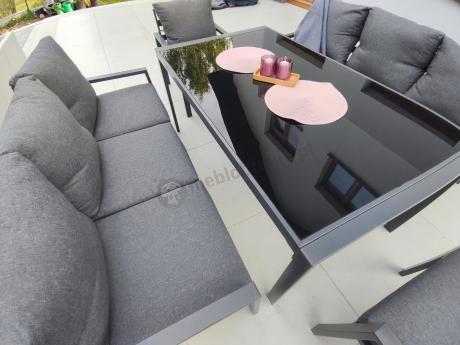 Metalowy zestaw mebli na taras dla 8 osób Sodor Grande - Dark Grey