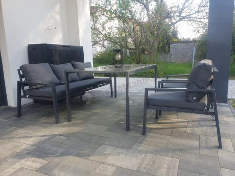 Metalowy zestaw mebli na taras dla 8 osób Sodor Grande - Dark Grey