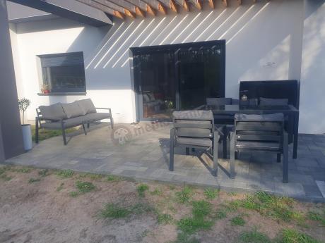 Metalowy zestaw mebli na taras dla 8 osób Sodor Grande - Dark Grey