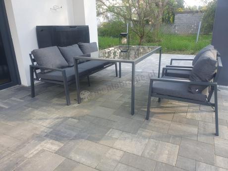 Metalowy zestaw mebli na taras dla 8 osób Sodor Grande - Dark Grey