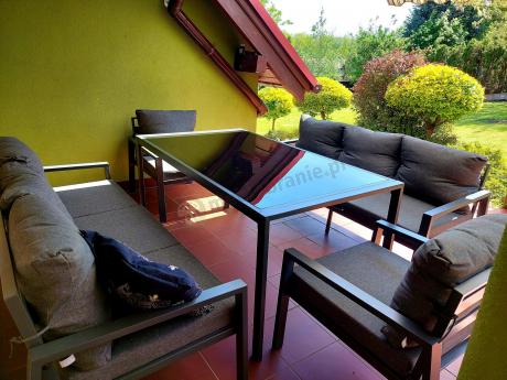 Metalowy zestaw mebli na taras dla 8 osób Sodor Grande - Dark Grey