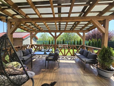 Metalowy zestaw mebli na taras dla 8 osób Sodor Grande - Dark Grey