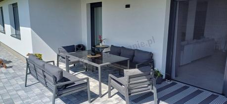 Metalowy zestaw mebli na taras dla 8 osób Sodor Grande - Dark Grey