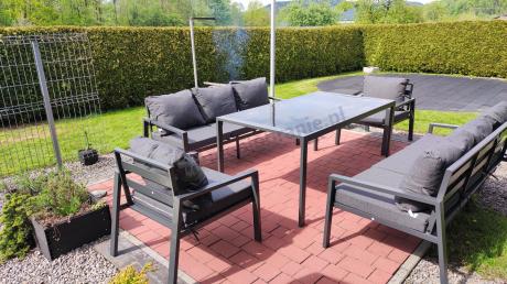 Metalowy zestaw mebli na taras dla 8 osób Sodor Grande - Dark Grey