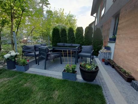 Metalowy zestaw mebli na taras dla 8 osób Sodor Grande - Dark Grey