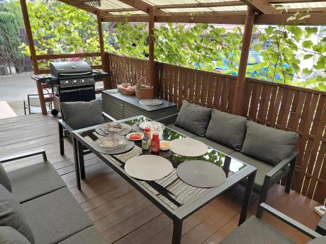 Metalowy zestaw mebli na taras dla 8 osób Sodor Grande - Dark Grey