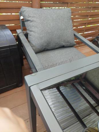 Metalowy zestaw mebli na taras dla 8 osób Sodor Grande - Dark Grey