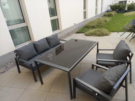 Metalowy zestaw mebli na taras dla 8 osób Sodor Grande - Dark Grey