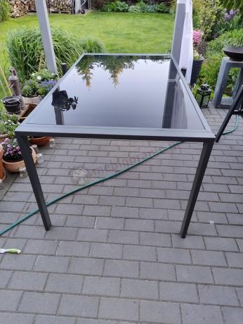 Metalowy zestaw mebli na taras dla 8 osób Sodor Grande - Dark Grey