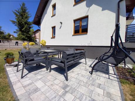 Metalowy zestaw mebli na taras dla 8 osób Sodor Grande - Dark Grey