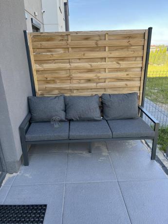Metalowy zestaw mebli na taras dla 8 osób Sodor Grande - Dark Grey