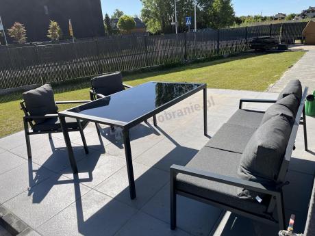 Metalowy zestaw mebli na taras dla 8 osób Sodor Grande - Dark Grey