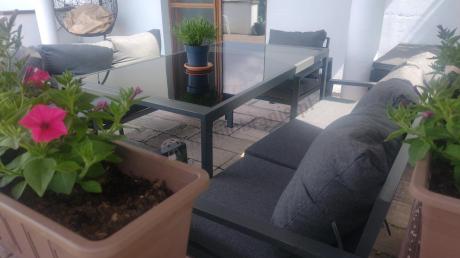 Metalowy zestaw mebli na taras dla 8 osób Sodor Grande - Dark Grey