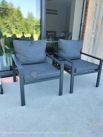 Metalowy zestaw mebli na taras dla 8 osób Sodor Grande - Dark Grey