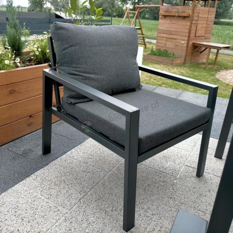 Metalowy zestaw mebli na taras dla 8 osób Sodor Grande - Dark Grey