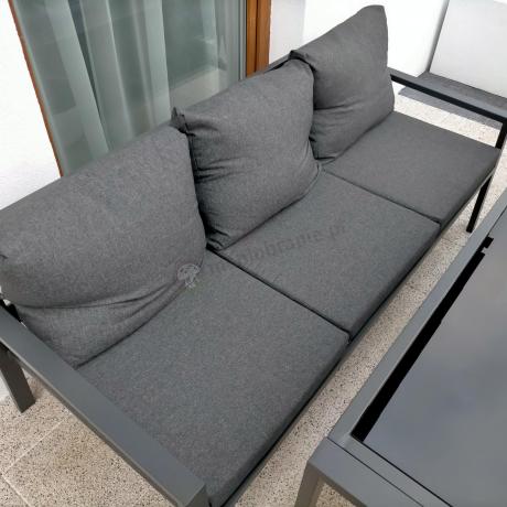 Metalowy zestaw mebli na taras dla 8 osób Sodor Grande - Dark Grey