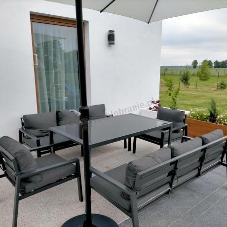 Metalowy zestaw mebli na taras dla 8 osób Sodor Grande - Dark Grey