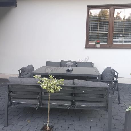 Metalowy zestaw mebli na taras dla 8 osób Sodor Grande - Dark Grey