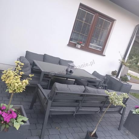 Metalowy zestaw mebli na taras dla 8 osób Sodor Grande - Dark Grey