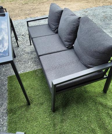 Metalowy zestaw mebli na taras dla 8 osób Sodor Grande - Dark Grey