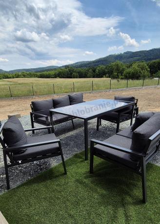 Metalowy zestaw mebli na taras dla 8 osób Sodor Grande - Dark Grey