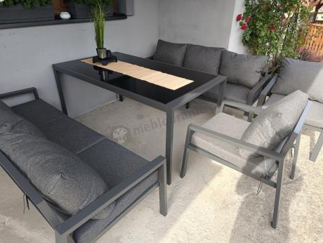 Metalowy zestaw mebli na taras dla 8 osób Sodor Grande - Dark Grey