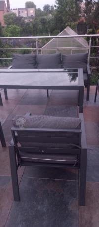 Metalowy zestaw mebli na taras dla 8 osób Sodor Grande - Dark Grey