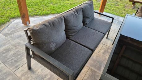 Metalowy zestaw mebli na taras dla 8 osób Sodor Grande - Dark Grey