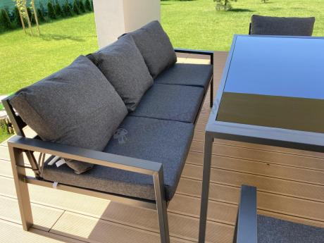 Metalowy zestaw mebli na taras dla 8 osób Sodor Grande - Dark Grey