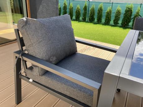 Metalowy zestaw mebli na taras dla 8 osób Sodor Grande - Dark Grey