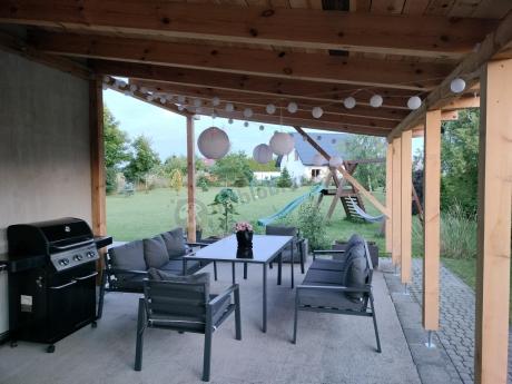 Metalowy zestaw mebli na taras dla 8 osób Sodor Grande - Dark Grey