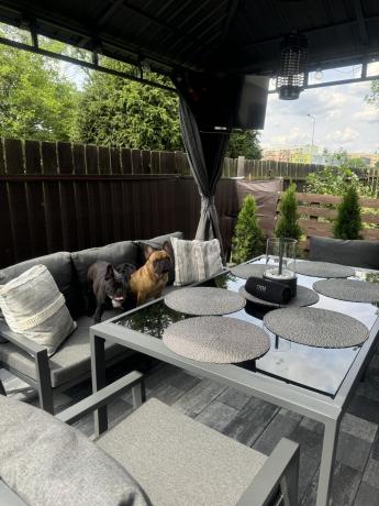 Metalowy zestaw mebli na taras dla 8 osób Sodor Grande - Dark Grey