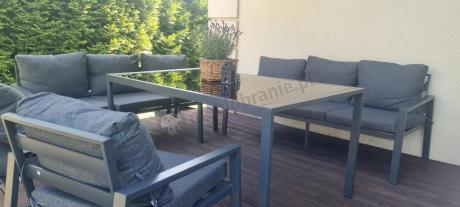 Metalowy zestaw mebli na taras dla 8 osób Sodor Grande - Dark Grey