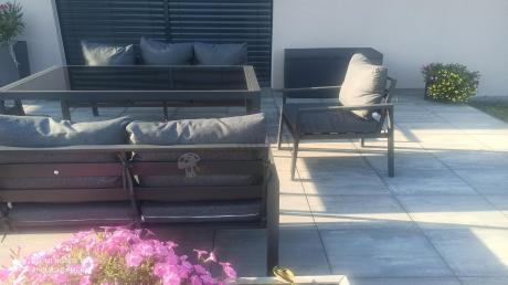 Metalowy zestaw mebli na taras dla 8 osób Sodor Grande - Dark Grey