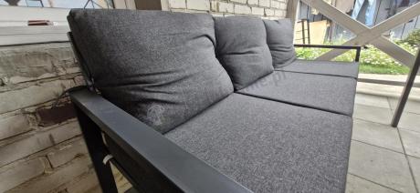 Metalowy zestaw mebli na taras dla 8 osób Sodor Grande - Dark Grey