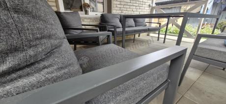 Metalowy zestaw mebli na taras dla 8 osób Sodor Grande - Dark Grey