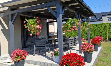 Metalowy zestaw mebli na taras dla 8 osób Sodor Grande - Dark Grey