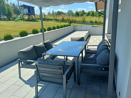 Metalowy zestaw mebli na taras dla 8 osób Sodor Grande - Dark Grey