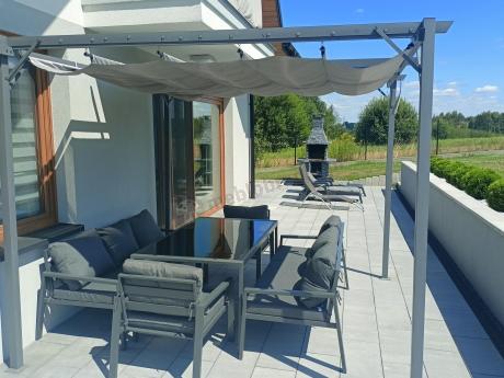 Metalowy zestaw mebli na taras dla 8 osób Sodor Grande - Dark Grey